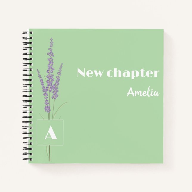 Monogrammed Graceful Retirement name light green Notebook (Front)