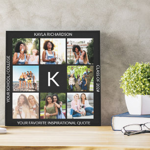 Monogrammed Graduation 8 Photo Collage Custom Canvas Print