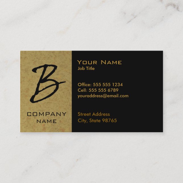 Monogrammed Granite Business Card - B (Front)