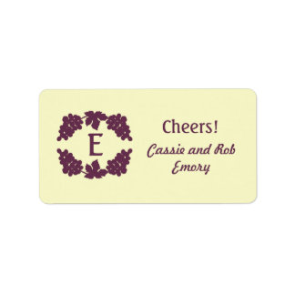 Monogrammed Grape Wine Labels