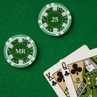 Monogrammed Green 25 Poker Chips