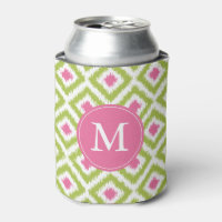 Monogrammed Green and Pink Diamonds Pattern