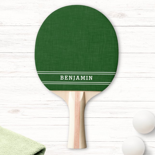 Monogrammed Green and White Modern Ping Pong Paddle (Creator Uploaded)