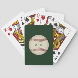Monogrammed Green Baseball Playing Cards