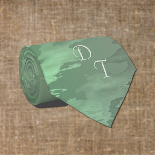 Monogrammed green camo pattern tie