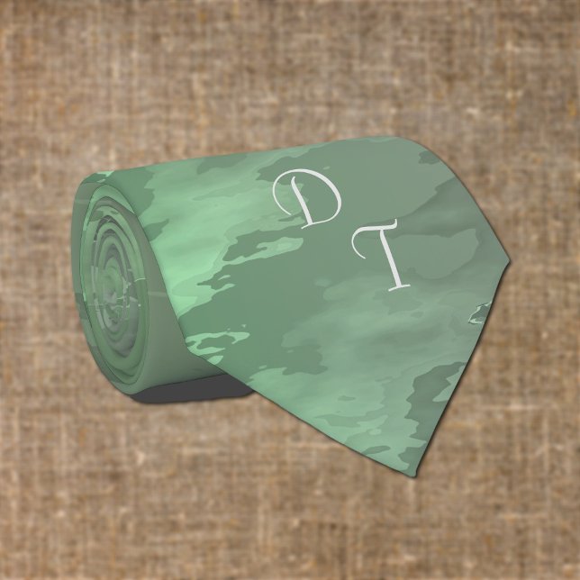 Monogrammed  green camo pattern tie (Creator Uploaded)
