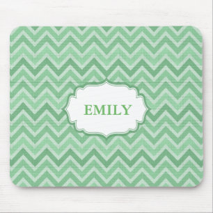Monogrammed Green Chevron Mouse Mat