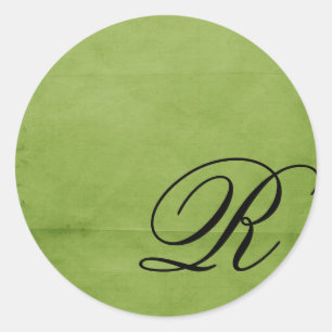 Monogrammed-green Classic Round Sticker