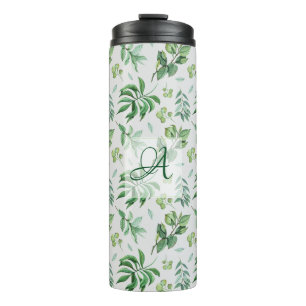 Monogrammed Green Leave Botanical Home Decor Thermal Tumbler