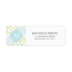 Monogrammed Green Mint Floral Damask Pattern
