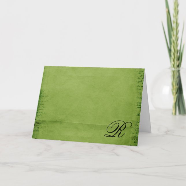 Monogrammed-green Note Card (Front)