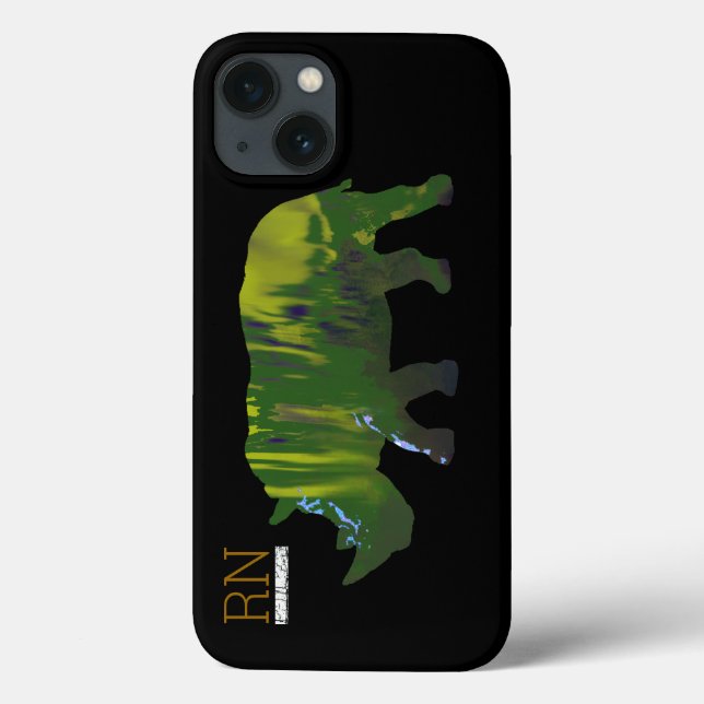 monogrammed green rhino Case-Mate iPhone case (Back)