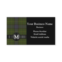 Monogrammed green tartan plaid