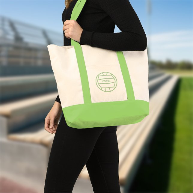 Monogrammed Green Volleyball Tote Bag (Creator Uploaded)
