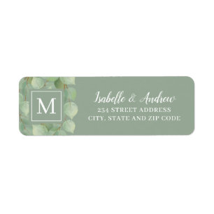 Monogrammed Green Watercolor Eucalyptus Botanical