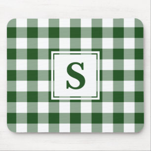 Monogrammed Green White Buffalo Check Pattern Mouse Mat