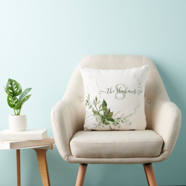 Monogrammed Greenery Pillow (Chair)