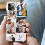 Monogrammed Grey Marble 5 Photo Collage<br><div class="desc">Customised iPhone case with your initial, multi photo collage and grey marble background. The photo template is set up ready for you to add your pictures, working clockwise from top right. The marble is a subtle watercolor design. The photo collage uses landscape and portrait formats to give you a variety...</div>