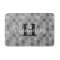 Monogrammed grey mosaic tile pattern bath mat