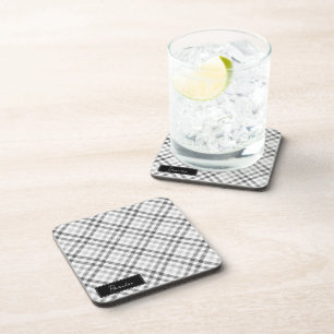 Monogrammed Grey Tartan Coaster