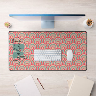 Monogrammed Groovy Geometric Floral Desk Mat
