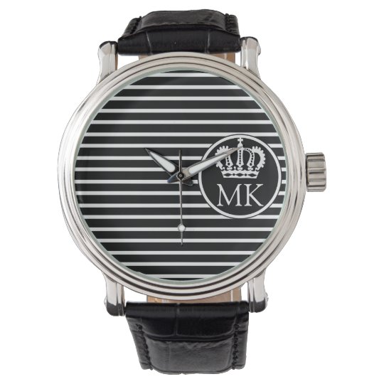 Monogrammed H Striped Royal Black Watch