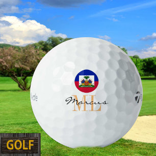 Monogrammed Haitian Flag, Emblem & Haiti Golf Balls