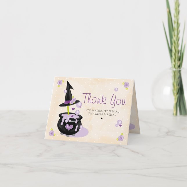 Monogrammed Halloween Witch Cauldron Thank You (Front)