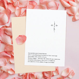 Monogrammed Hand Lettered Chic Cross Wedding Invitation