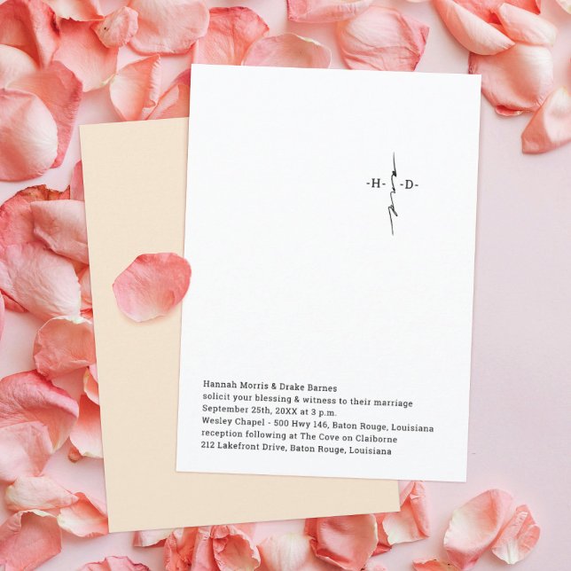 Monogrammed Hand Lettered Chic Cross Wedding Invitation (Creator Uploaded)