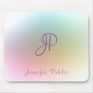 Monogrammed Handwritten Script Colorful Template Mouse Mat
