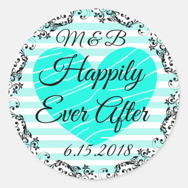 Monogrammed Happily Ever After Wedding Stickers (Front)