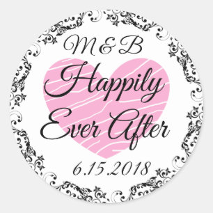 Monogrammed Happily Ever After Wedding Stickers