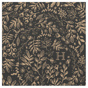 Monogrammed   Harvest Flowers Fabric