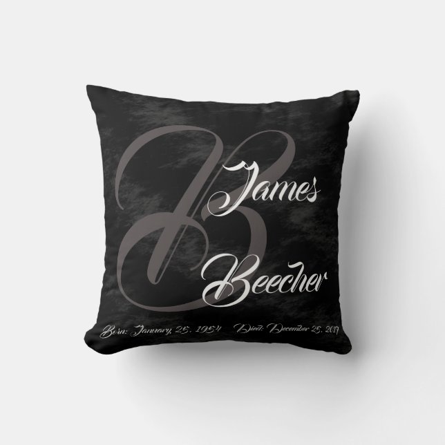 Monogrammed head pillow for death in family (Front)