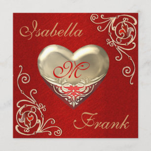 Monogrammed HEART Wedding or ANNIVERSARY  Invitati Invitation