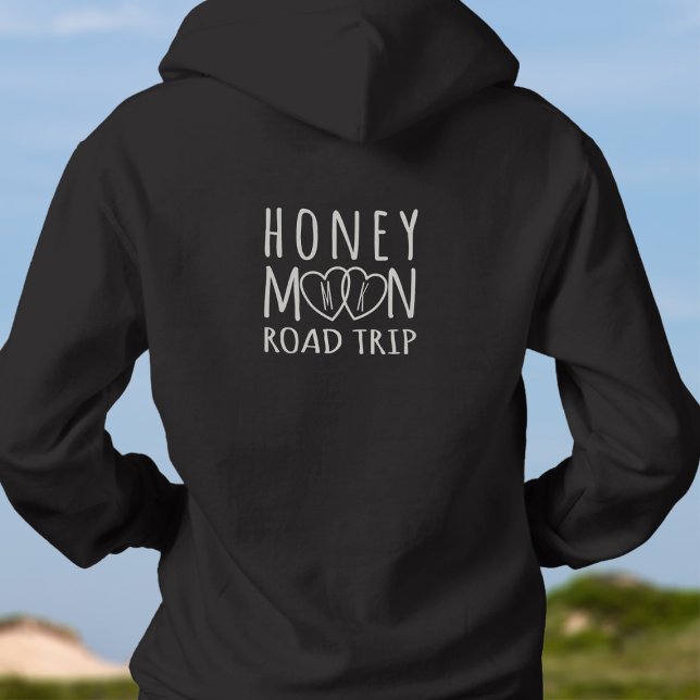 Monogrammed Hearts Honeymoon Road Trip Hoodie (Hoodie up on your Honeymoon Road Trip and tell the world you're newlyweds. Add your initials)
