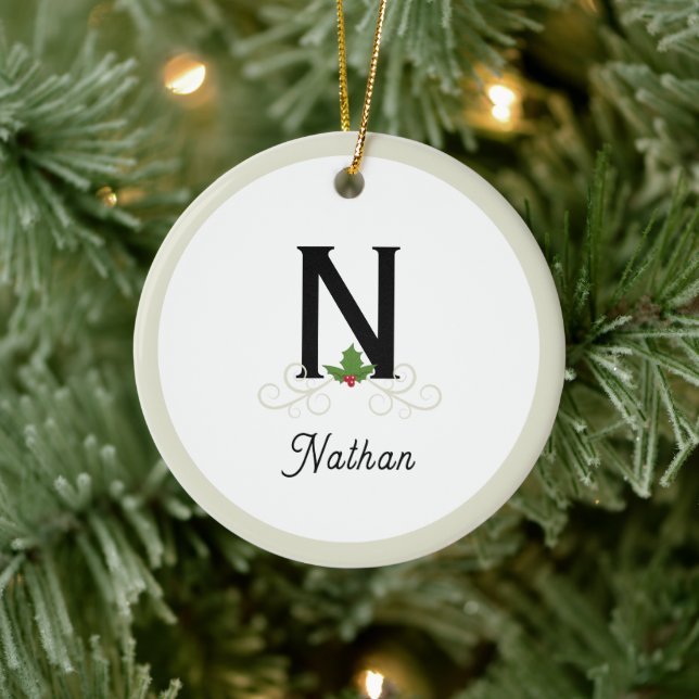 Monogrammed Holly  Ceramic Tree Decoration (Tree)