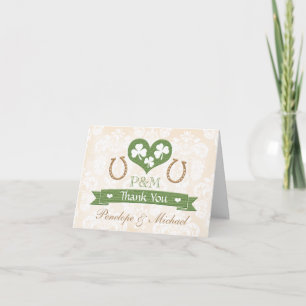 MONOGRAMMED HORSESHOE SHAMROCK WEDDING THANK YOU