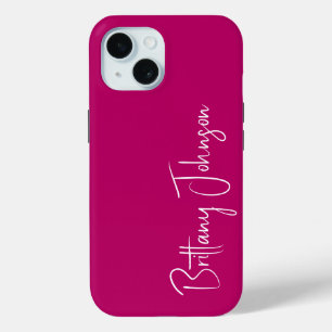 Monogrammed Hot Pink  iPhone 15 Case
