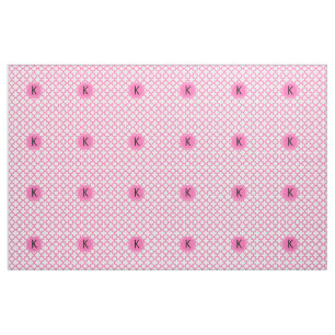 Monogrammed Hot Pink Quatrefoil Pattern Fabric