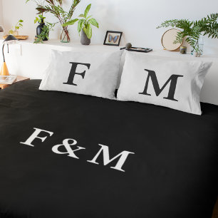  Monogrammed Hotel Chic Reversible Black & White Decorative Cushion