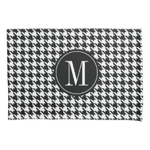 Monogrammed houndstooth pattern pillowcase cover