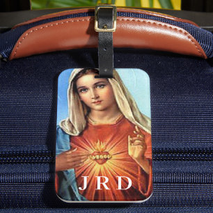 Monogrammed Immaculate Heart of Mary Luggage Tag