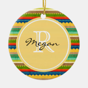 Monogrammed Indian Blanket Ceramic Tree Decoration