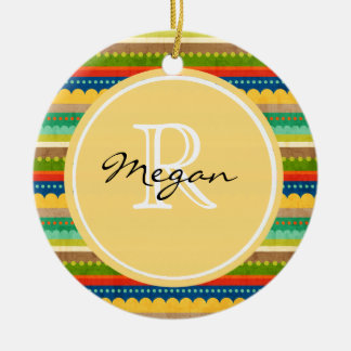 Monogrammed Indian Blanket Ceramic Tree Decoration