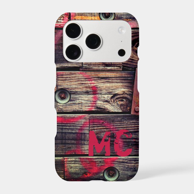 Monogrammed Industrial Rustic Wood Pattern (Back)