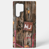 Monogrammed Industrial Rustic Wood Pattern