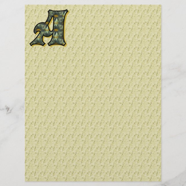 Monogrammed Initial A Daisies Stationery (Front)
