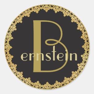 Monogrammed Initial Black and Gold Letter Sticker